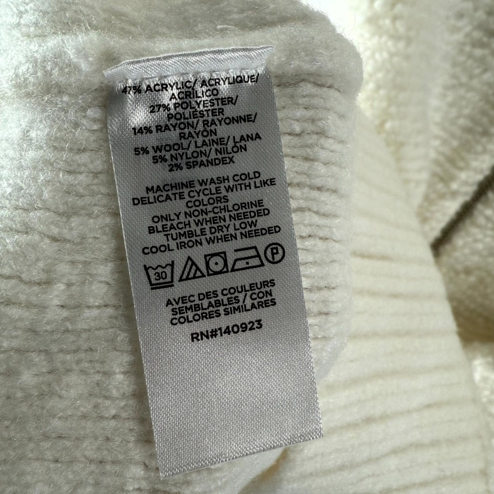 Ann Taylor Weekend Sweater Vest Women Medium White Sleeveless Full-Zip Mock Neck - Picture 9 of 10